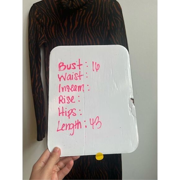 Zara Women's Turtle Neck Long Sleeve Textured Animal Print Body Con Midi Dress B - Picture 8 of 10